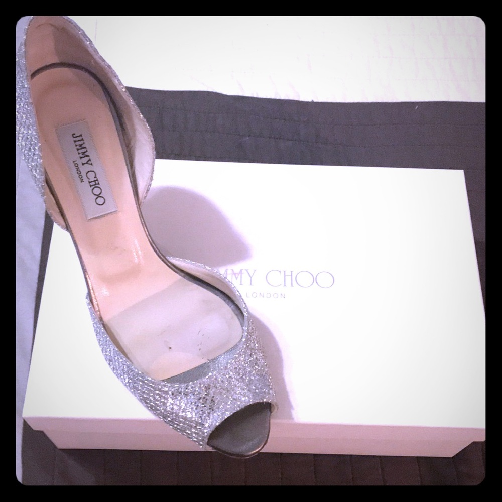 Jimmy Choo Silver Glitter pumps